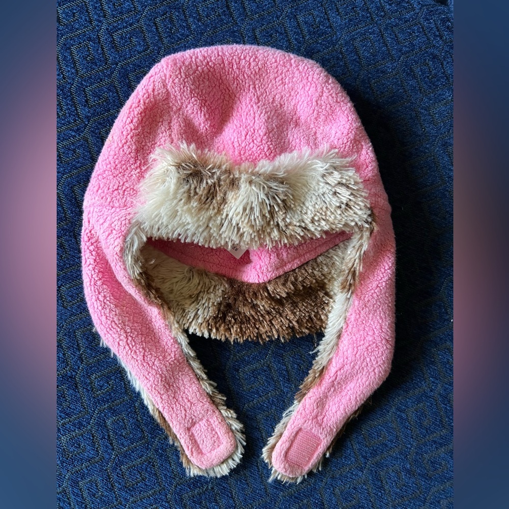 Zutano Pink and Brown Fleece Kids Hat